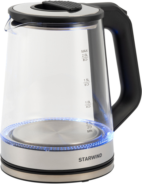 Чайник электрический Starwind SKG5778 2л. 2000Вт черный/прозрачный (корпус: стекло)