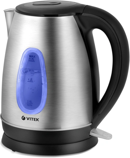 Чайник электрический Vitek VT-1135 1.7л. 2200Вт сталь/черный корпус: нерж.сталь
