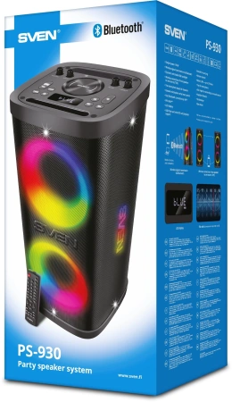 Колонка порт. Sven АС PS-930 черный 150W 1.0 BT/3.5Jack 7200mAh (SV-022402)