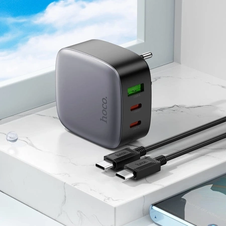 Сетевое зар./устр. Hoco CS33A 30W 3A+2.5A+2A+1.5A (PD+QC) 2xUSB/USB type-C универсальное серый (PD30W(TYPE-C TO TYPE-C) 17536)