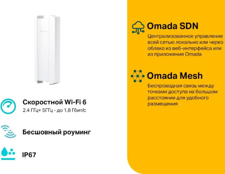 Точка доступа TP-Link EAP610-Outdoor AX1800 10/100/1000BASE-TX белый