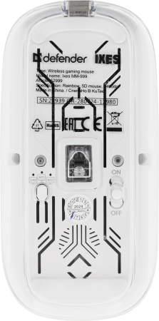 Мышь Defender Ixes MM-999 прозрачный оптическая 2400dpi silent беспров. BT/Radio USB 4but (52999)