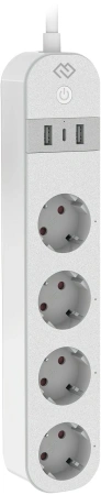 Сетевой фильтр Digma DiPlug Strip 55 белый (STRIP55-4S-3USB-20A-MON)