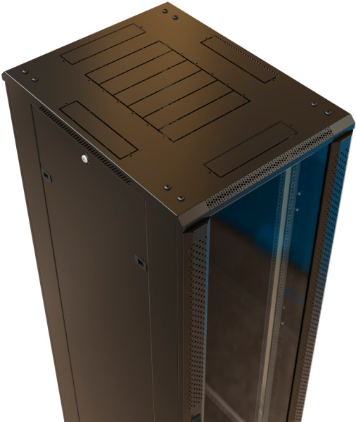 Шкаф коммутационный WRline (WR-TT-2766-AS-RAL9004) напольный 27U 600x600мм пер.дв.стекл задн.дв.стал.лист 2 бок.пан. направл.под винты 800кг черный 510мм 1388мм IP20 сталь