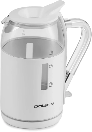 Чайник электрический Polaris PWK 1563CGL 1.5л. 2200Вт белый/прозрачный корпус: стекло/пластик