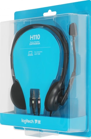Наушники с микрофоном Logitech H110 темно-серый 1.8м накладные оголовье (981-000472)
