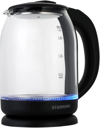 Чайник Starwind SKG1779 1.8л. 1700Вт прозрачный/черный (стекло)