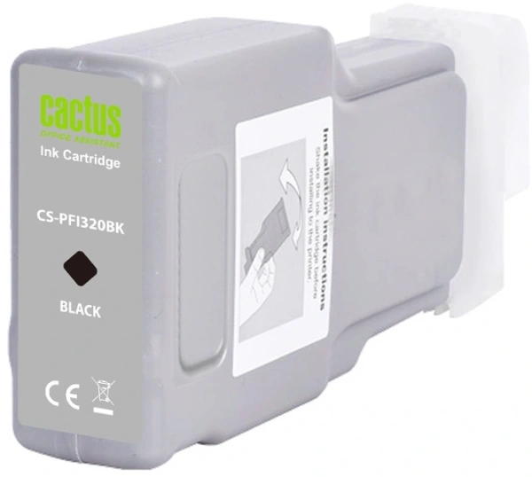 Картридж струйный Cactus CS-PFI320BK PFI-320BK черный (300мл) для Canon imagePROGRAF TM-200/TM-200 MFP L24ei/TM-205/TM-300