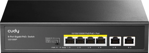 Коммутатор Cudy GS1006P (L2) 6x1Гбит/с 4PoE 65W неуправляемый