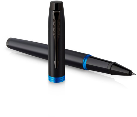Ручка роллер Parker IM Vibrant Rings T315 (CW2172860) Marine Blue PVD F черн. черн. подар.кор.