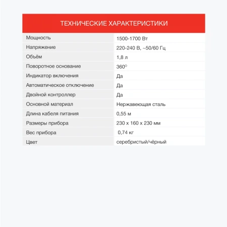 Чайник Starwind SKS1771 1.8л. 1700Вт серебристый/черный (металл/пластик)