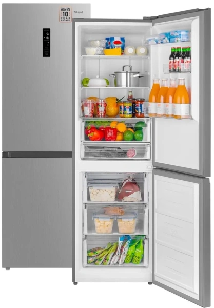 Холодильник Weissgauff WRK 185 Total NoFrost Inverter Inox 2-хкамерн. нержавеющая сталь инвертер