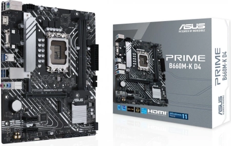 Материнская плата Asus PRIME B660M-K D4 Soc-1700 Intel B660 2xDDR4 mATX AC`97 8ch(7.1) GbLAN RAID+VGA+HDMI