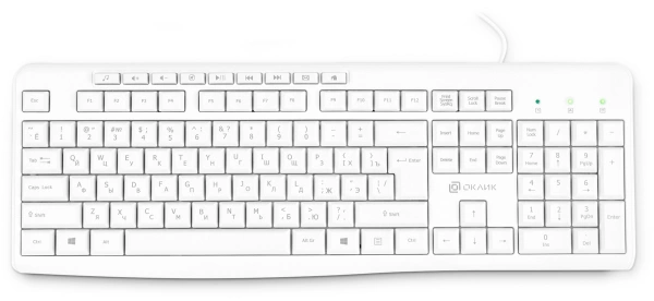 Клавиатура Оклик 305M белый USB Multimedia (1875227)