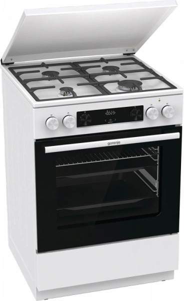 Плита Комбинированная Gorenje GKS6C71WF белый (металлическая крышка) реш.чугун
