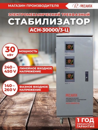 Стабилизатор напряжения Ресанта АСН-30000/3-Ц трехфазный серый (63/4/18)