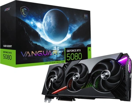 Видеокарта MSI PCI-E RTX 5080 16GB VANGUARD SOC NVIDIA GeForce RTX 5080 16Gb 256bit GDDR7 2730/30000 HDMIx1 DPx3 HDCP Ret