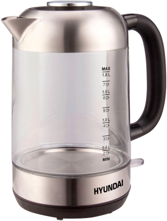Чайник электрический Hyundai HYK-G4034 1.8л. 2200Вт черный/прозрачный (корпус: стекло)