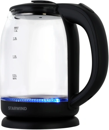 Чайник Starwind SKG1779 1.8л. 1700Вт прозрачный/черный (стекло)
