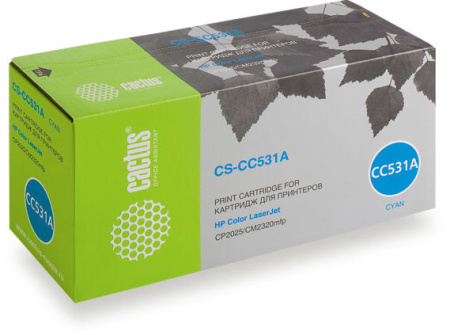 Картридж лазерный Cactus CS-CC531A CC531A голубой (2800стр.) для HP CLJ CP2025/CM2320