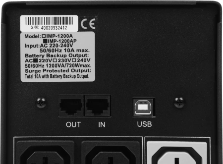 Источник бесперебойного питания Powercom Imperial IMP-1200AP 720Вт 1200ВА черный