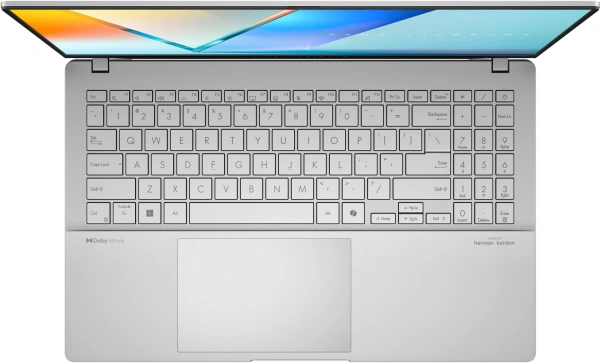 Ноутбук Asus Vivobook S 15 OLED S5507QA-MA052W Snapdragon X Elite X1E-78-100 32Gb SSD1Tb Qualcomm Adreno 15.6" OLED 3K (2880x1620) Windows 11 Home silver WiFi BT Cam (90NB14Q2-M00630)