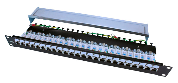 Патч-панель Hyperline PP3-19-24-8P8C-C5E-SH-110D 19" 1U 24xRJ45 кат.5e FTP