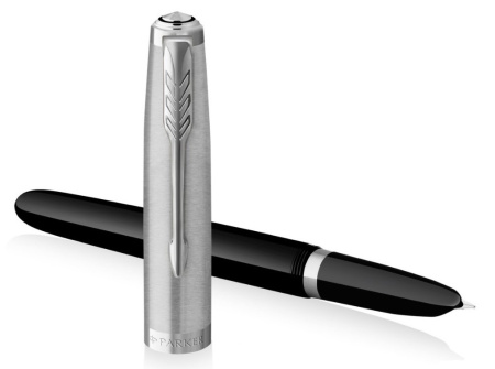 Ручка перьев. Parker 51 Core (CW2123491) Black CT F сталь нержавеющая подар.кор.