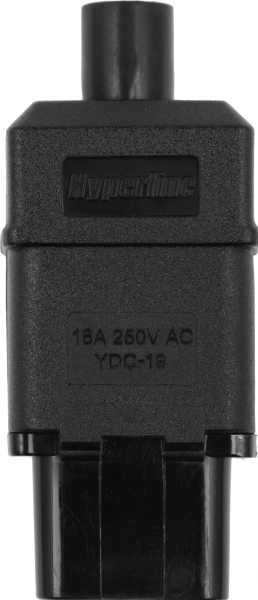 Вилка Hyperline CON-IEC320C19 (упак.:1шт) 1м черный