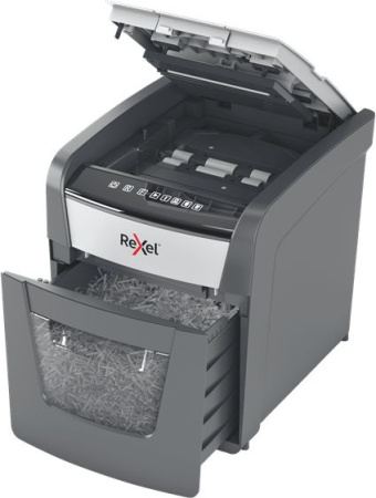 Шредер Rexel Optimum AutoFeed 50X черный с автоподачей (секр.P-4) фрагменты 50лист. 20лтр. скрепки скобы пл.карты
