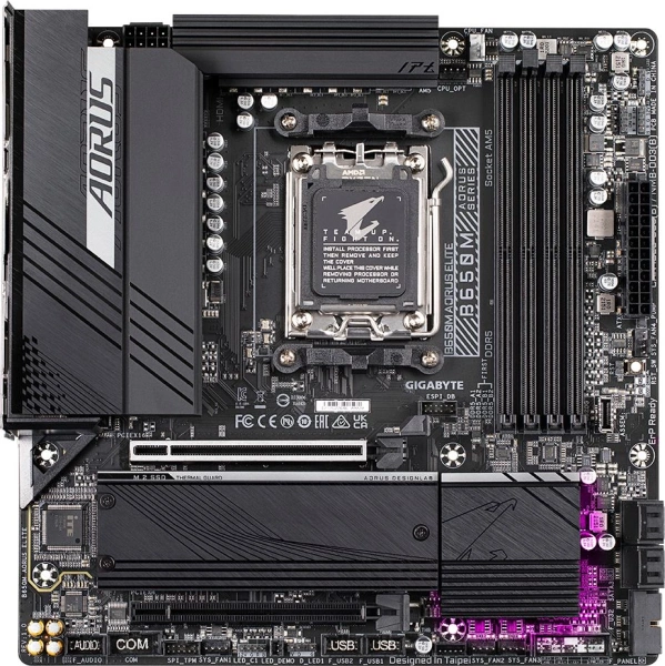 Материнская плата Gigabyte B650M AORUS ELITE SocketAM5 AMD B650 mATX AC`97 8ch(7.1) 2.5Gg RAID+HDMI+