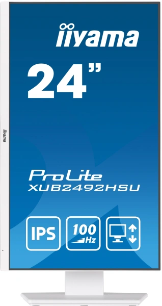 Монитор Iiyama 23.8" XUB2492HSU-W6 IPS FHD бел 0.4ms HDMI DP USB M/M HAS Piv 100Hz 250cd In