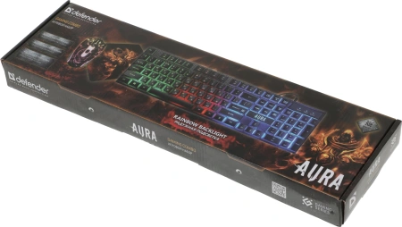 Клавиатура + мышь Defender Aura MKP-117 клав:черный мышь:черный USB slim LED (52117)