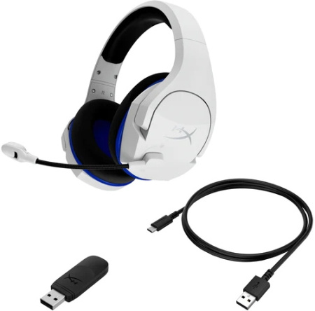 Наушники с микрофоном HyperX Stinger Core Wireless PS5 (CS002-WA) белый/голубой мониторные Radio оголовье (4P5J1AA)