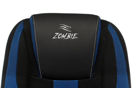 Кресло игровое Zombie 9 черный/синий текстиль/эко.кожа крестов. пластик