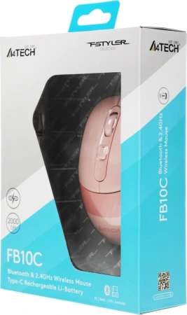 Мышь A4Tech Fstyler FB10C розовый оптическая (2400dpi) беспроводная BT/Radio USB (4but)