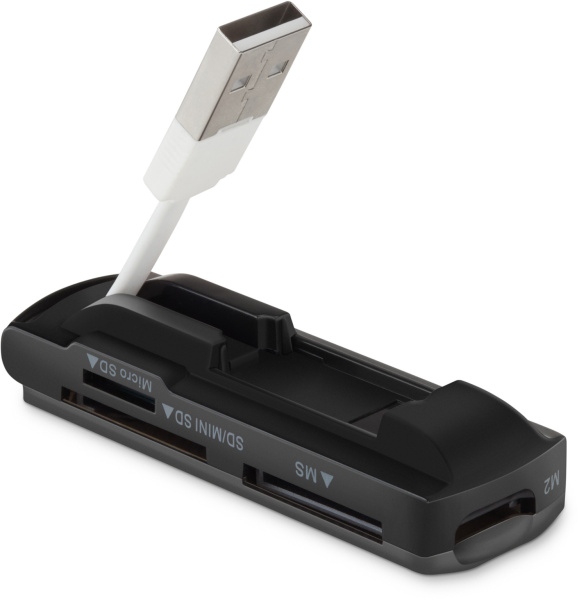 Устройство чтения карт памяти USB2.0 Buro BU-CR-108 черный