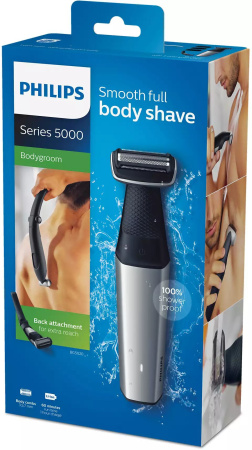 Триммер Philips Series 5000 BG5020/15 серебристый/черный (насадок в компл:3шт)