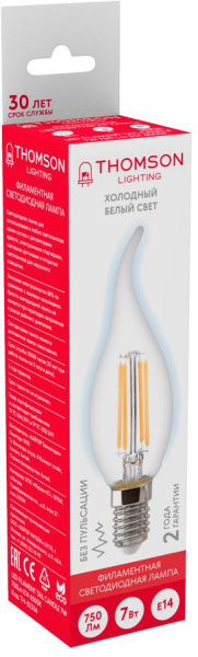 Лампа филам. Thomson Filament TH-B2336 7Вт цок.:E14 свеча 220B 6500K св.свеч.бел.хол. Tail Candle (упак.:1шт)