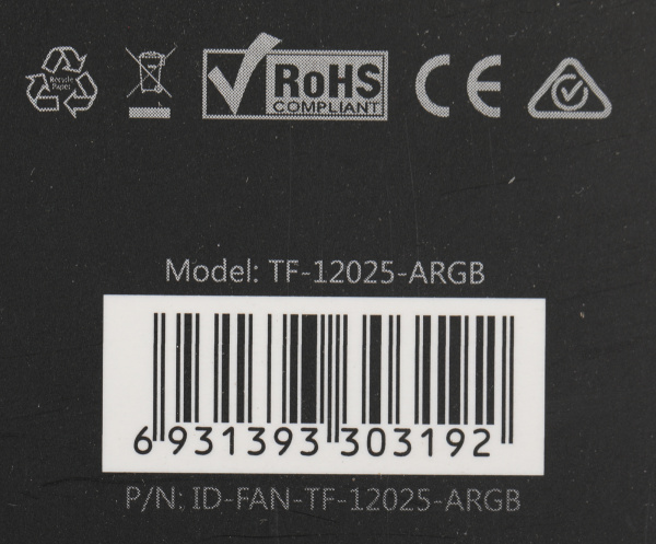 Вентилятор ID-Cooling TF-12025-ARGB 120x120mm 4-pin + 3-pin 14-31dB 150gr LED Ret