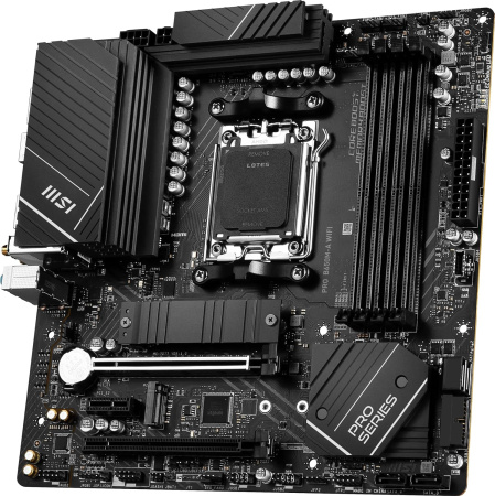 Материнская плата MSI PRO B650M-A WIFI SocketAM5 AMD B650 4xDDR5 mATX AC`97 8ch(7.1) 2.5Gg RAID+VGA+