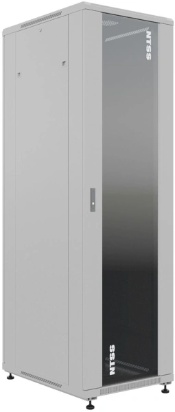 Шкаф серверный NTSS Премиум (NTSS-R42U8080GS) напольный 42U 800x800мм пер.дв.стекл металл 900кг серый 710мм 144кг 1987мм IP20 сталь