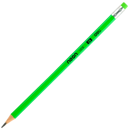Карандаш ч/г Deli Neon EU51800 2B трехгран. тополь карт.кор. (12шт) ластик