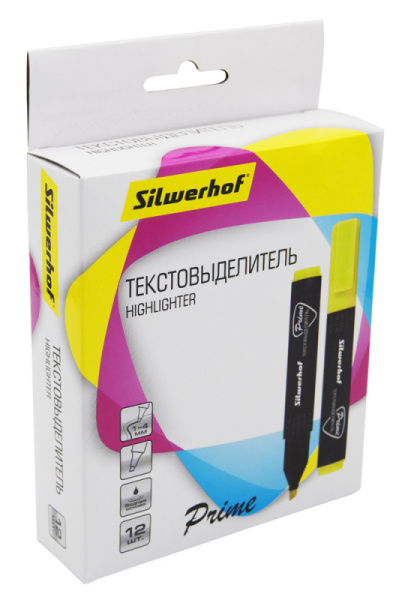 Текстовыделитель Silwerhof Prime 108035-05 скошенный пиш. наконечник 1-4мм желтый коробка