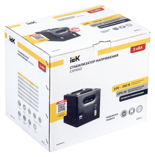 Стабилизатор напряжения IEK Expand 3кВА однофазный черный (IVS21-1-003-11)