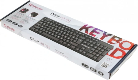 Клавиатура Defender Daily Hb-162 черный USB Multimedia (45162)