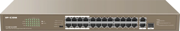 Коммутатор IP-Com F1126P-24-250W (L2) 24x100Мбит/с 2x1Гбит/с 1xКомбо(1000BASE-T/SFP) 1SFP 24PoE 230W неуправляемый