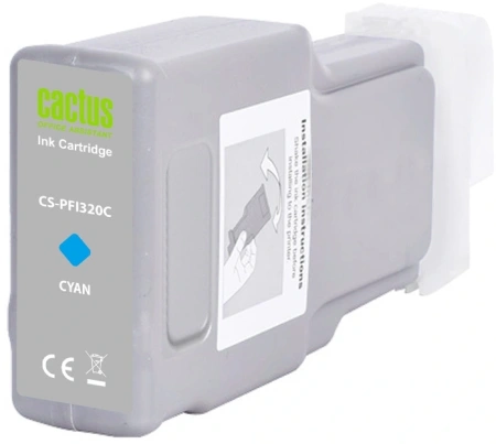 Картридж струйный Cactus CS-PFI320C PFI-320C голубой (300мл) для Canon imagePROGRAF TM-200/TM-200 MFP L24ei/TM-205/TM-300