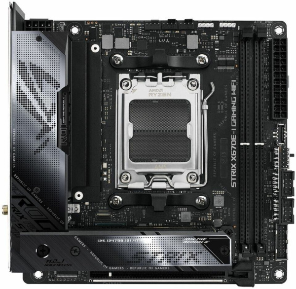 Материнская плата Asus ROG STRIX X670E-I GAMING WIFI SocketAM5 AMD X670 2xDDR5 mini-ITX AC`97 8ch(7.1) 2.5Gg RAID+HDMI