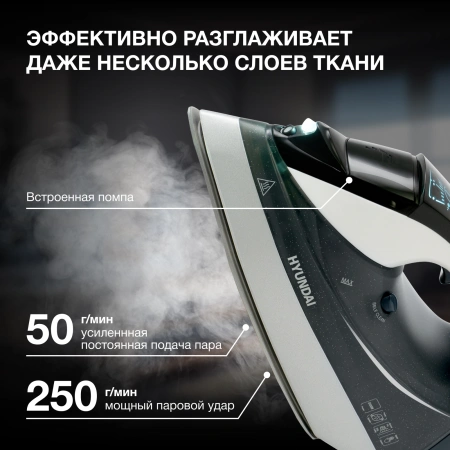 Утюг Hyundai H-SIP3100 3100Вт серый/серебристый